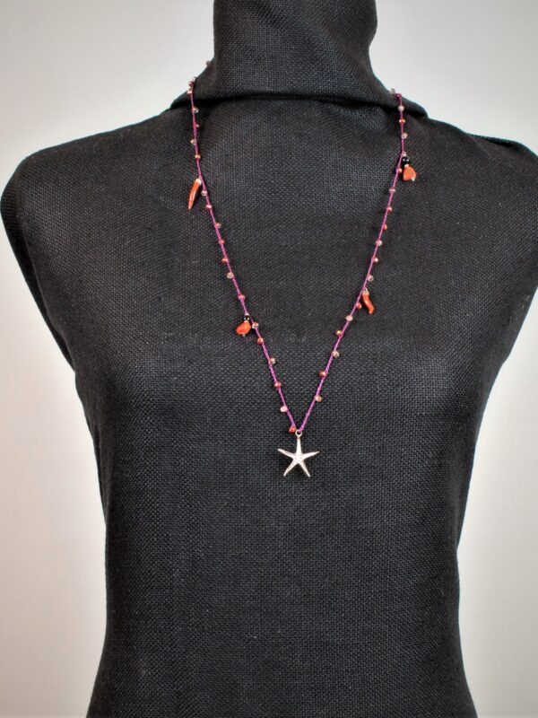 COLLANA DESIGN lunga LAVORATA A MANO IN FILO DI SETA GARODESIGNERS