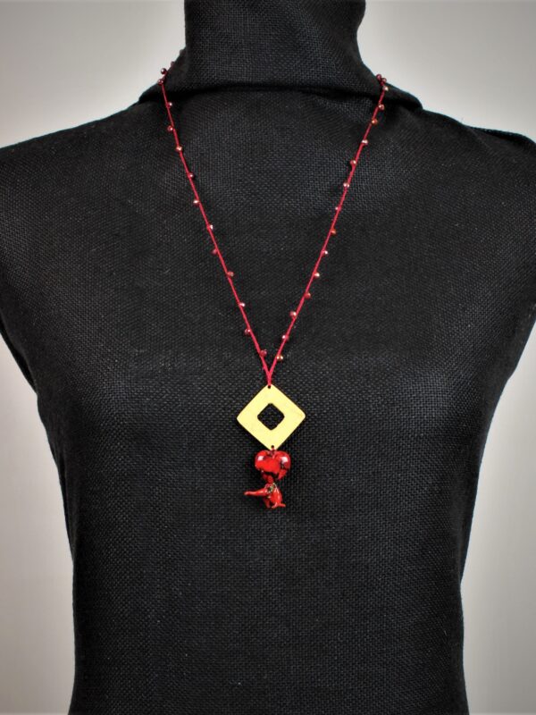 COLLANA DESIGN in seta ROSSO/ORO GARODESIGNERS