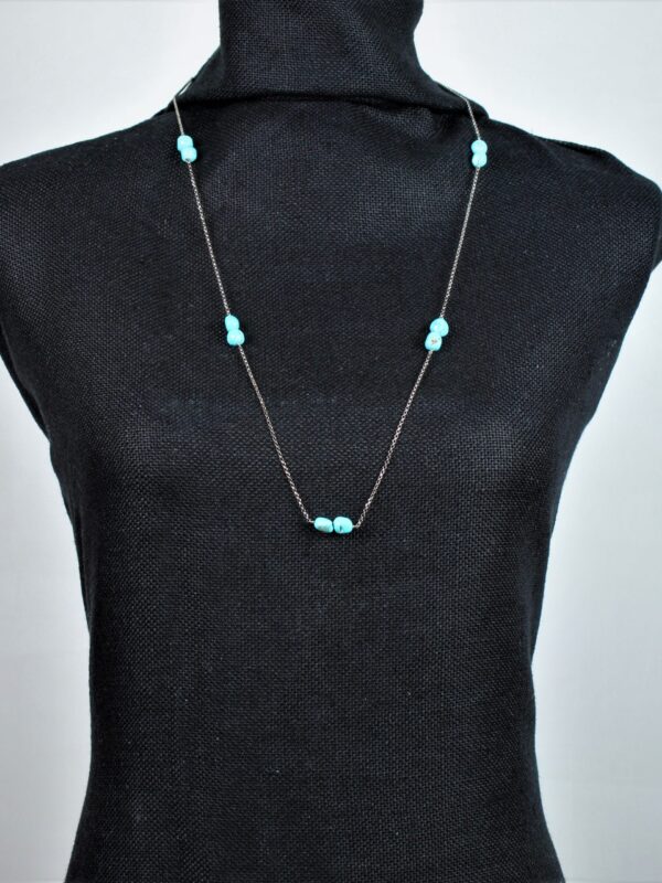COLLANA DESIGN  IN ARGENTO 925 E pietre IN TURCHESE GREZZO MAMILLA
