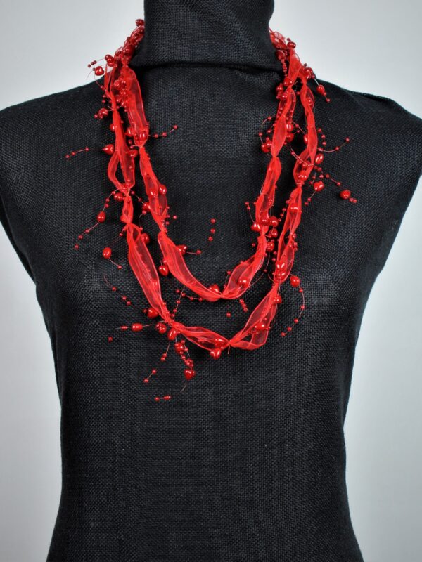 COLLANA DESIGNER  doppiata CON CUORI E PERLINE MAMILLA