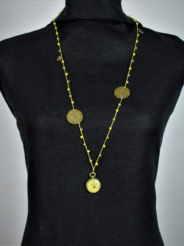 COLLANA DESIGN LUNGA IN filo DI  SETA MAMILLA