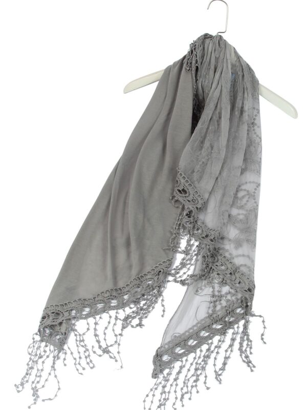 FOULARD GRIGIO GESSO TRAPEZOIDALE IN pizzo E COTONE