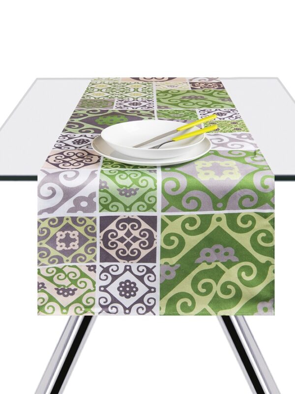 RUNNER IN cotone MAJOLICA VERDE