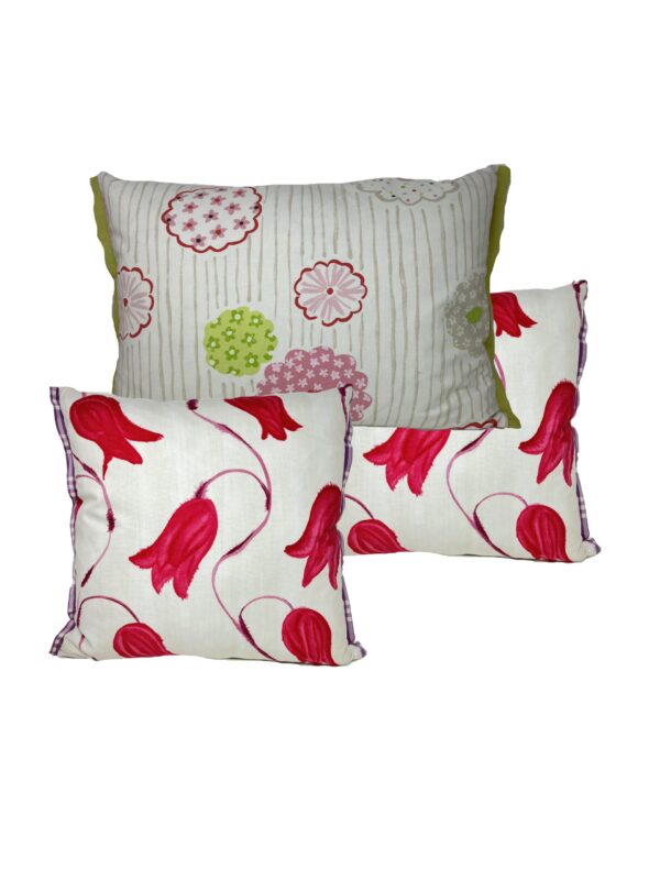 SET 3 CUSCINI fiori E QUADRI CAMERETTA BAMBINI FUXIA DESIGNERS GUILD