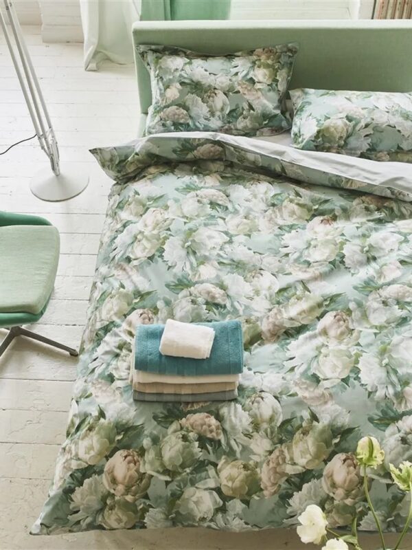 SET COPRIPIUMINO E 2 FEDERE PEONIA eau DE NIL DESIGNERS GUILD