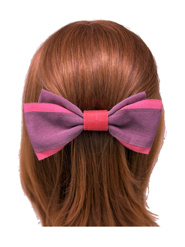 FERMAGLIO PER CAPELLI IN GROS GRAIN  rosa e malva  MAMILLA