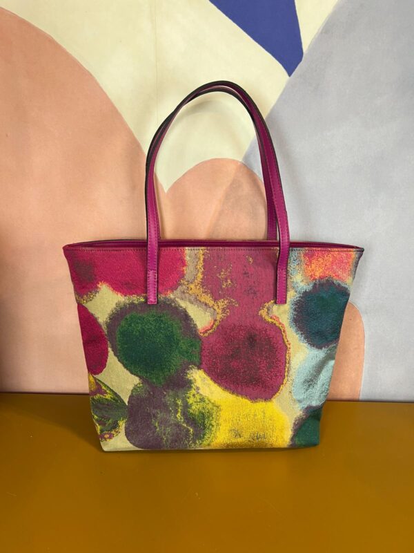 BORSA A SPALLA MAMILLA IN lino DIPINTO CERCHI