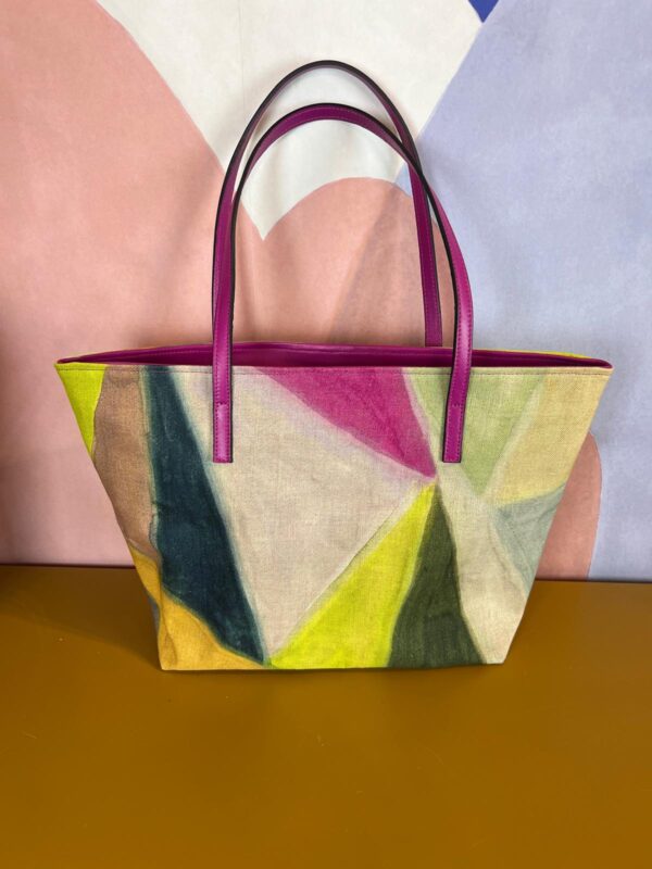 BORSA A SPALLA MAMILLA IN lino DIPINTO TRIANGOLI