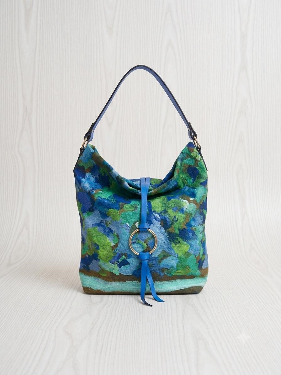 BORSA SACCO con anello MAMILLA canapa VERDEBLU